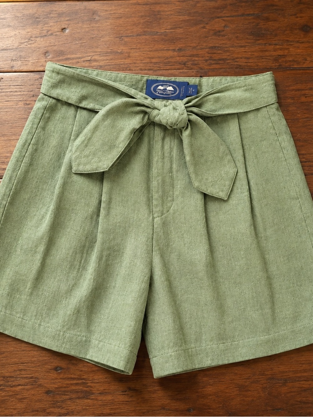 Vintage British Khaki by Robert Lighton 100% Linen Tie Waist Shorts Size 4